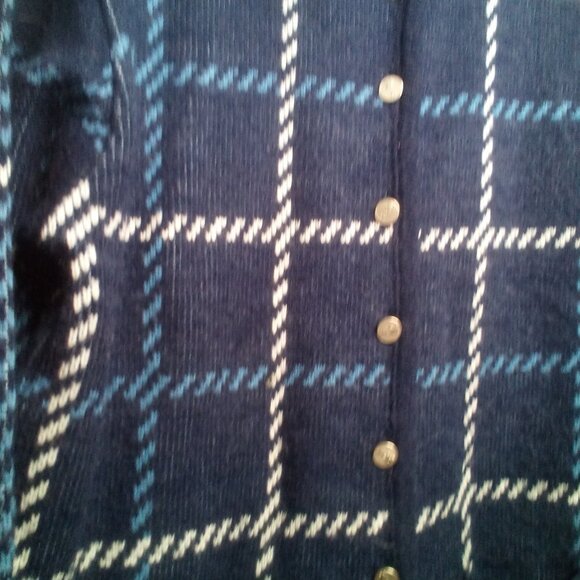 Tally Ho Sweater Cardigan L Button Up Long Sleeve Blue White - Picture 9 of 16